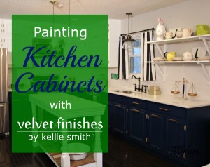 Thinking about painting your kitchen cabinets? Velvet Finishes 1-2-3 step process makes this seemingly overwhelming task SUPER EASY!! Follow along as we transform this kitchen! Video included in post.