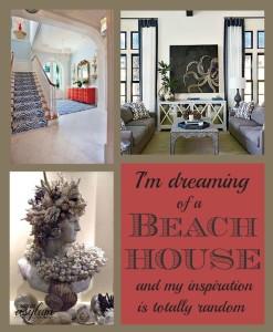 I've been designing my imaginary beach house and my inpirations are totally random! From dark accents to cool palettes and seashells. Lots of seashells.