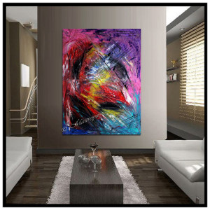 LARGE PAINTING Original PAINTING red abstract Modern Art Oil painting , Original signed and Hand made , contemporary art Oversize canvas