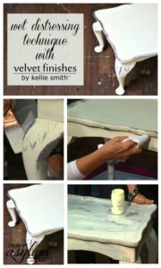 Take a look at this tutorial for the easiest way to distress furniture! How to Distress Furniture using Water, water distressing technique.