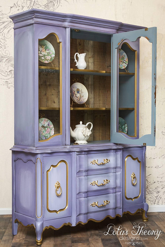 See this amazing purple hutch tutorial using Velvet Finishes from Lotus Theory Designs. Velvet Finishes furniture flip makeovers and tips, with video!