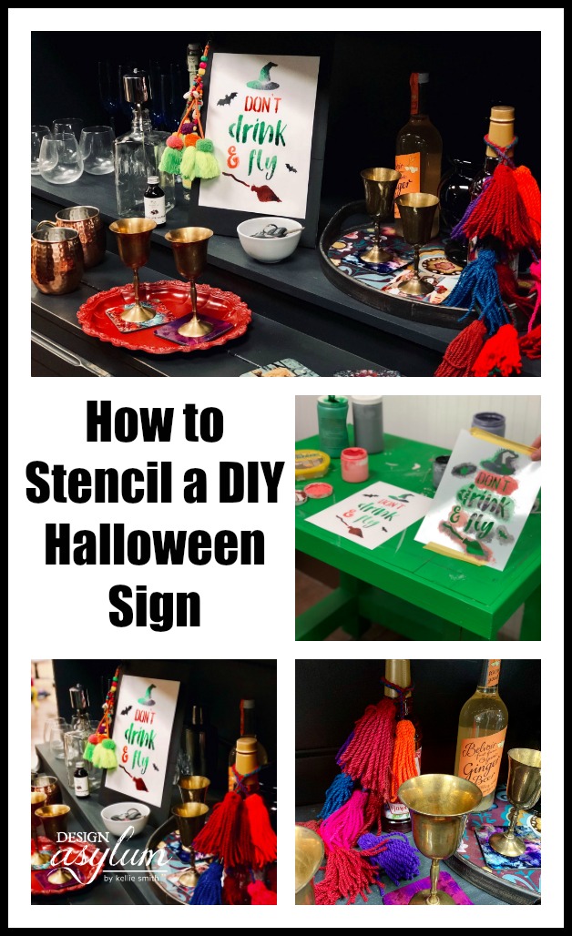 How to Use Stencils to create a DIY Halloween Sign! Follow this tutorial to see how to stencil a Halloween sign, perfect for a Halloween party.